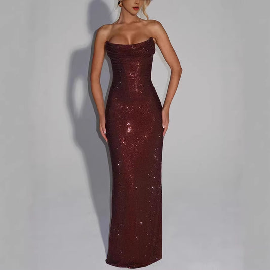 Elegant Sleeveless Sequined Evening Dress